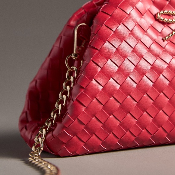Anthropologie The Frankie Mini Clutch Woven Bow Edition NWOT RED ❤️ - Picture 4 of 5